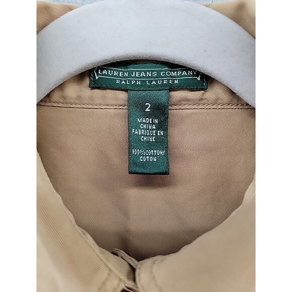 Lauren Jeans Co RALPH LAUREN Womens Sz 2 Dress Cotton Safari Tan Roll Tabs Belt - Picture 5 of 16